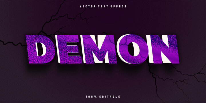 Editable text effect demon, 3d horror and shiny font style