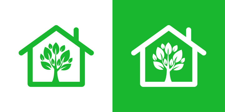 Eco green home concept sign icon vector design