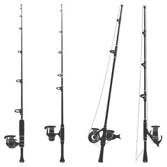 silhouette fishing rod collection set full black color only