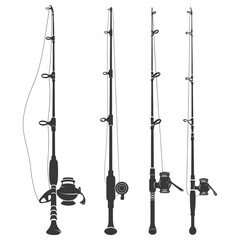 silhouette fishing rod collection set full black color only