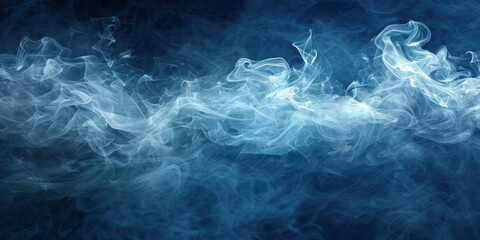 Mysterious smoke floating in the darkness with a mesmerizing blue light in the center of the scene
