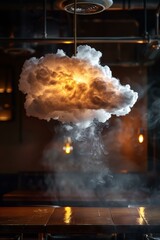 Unique cloud-shaped lamp emits smoke