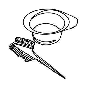 recommend clip art: Hair dye cup and brush one line art