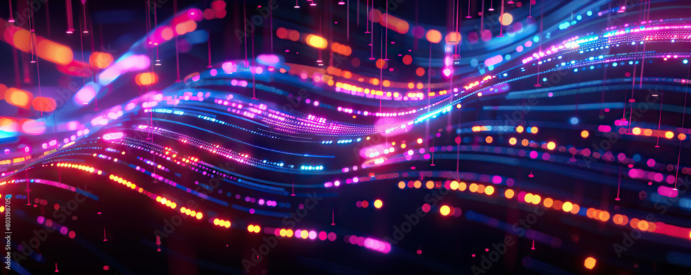 Wall mural digital abstract backdround for technological operations, neural networks, ai, data transmission and