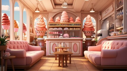 pink fantasy ice cream shop