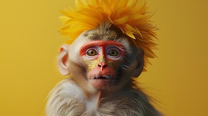 Stylish Costumed Primate in Surreal Studio Lighting