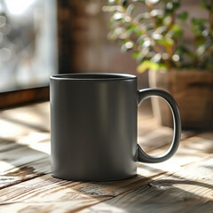 White coffee mug on dark background. Mockup and copy space