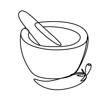 recommend clip art: Stone mortar and chili one line art