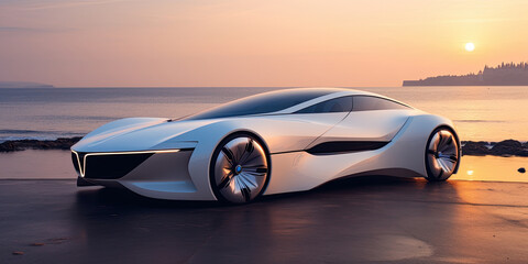 Obraz premium Tech-Forward Drive: Conceptualizing a Modern Car Design with Cutting-Edge Future Tech