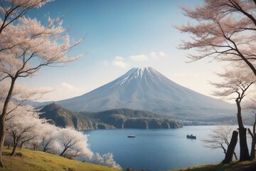 mountain and blossom