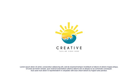 Ocean wave logo design vector illustration.
