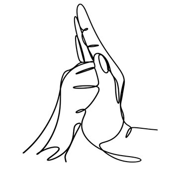 recommend clip art: Human hand with dog paw one line art