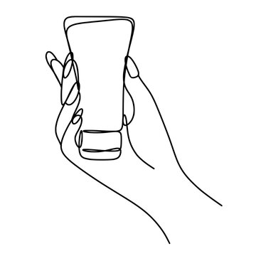 recommend clip art: Hand holding cream tube one line art