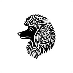 dog; Poodle silhouette in animal ethnic, polynesia tribal illustration