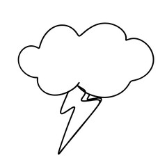 Cloud and lightning one line drawing 