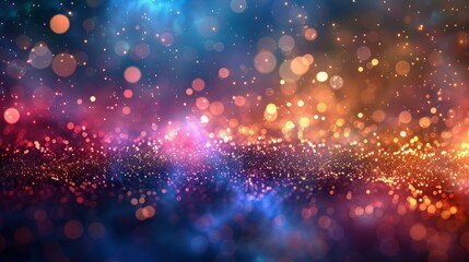 Colorful glowing particles with blue background