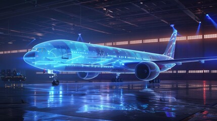 The airplanes hologram technology creates a lifelike projection of the aircraft, Generated by AI