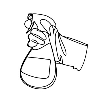 recommend clip art: Hand holding water spray bottle one line art