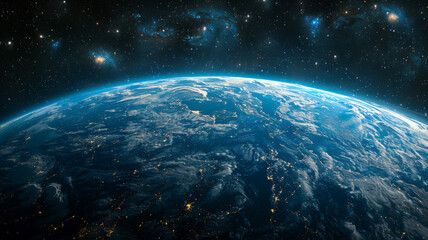 Obraz premium earth in the space, center generative ai