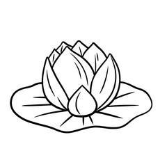 Lotus flower on leaf line art