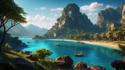 Illustration of ancient civilization in the land
