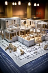 Architectural model of a house under construction