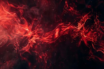 fiery red smoke and flames with glowing sparks on black background abstract fire texture apocalyptic heat concept