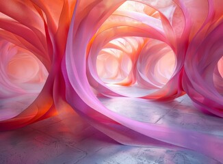 Pink and orange curved tunnel