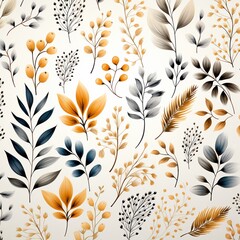 Autumn neutral prints, earthy subtle hues, repeating seamless pattern, perfect for elegant greeting cards ,  pattern