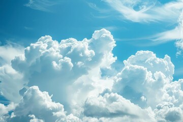 fluffy white clouds in blue sky tranquil heavenly background panoramic cloudscape photography