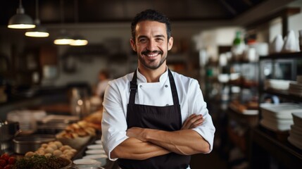 Portrait of a smiling chef in a commercial kitchen