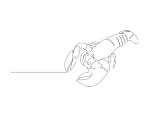 Continuous line drawing of lobster crayfish. One line of lobster crayfish. Marine animal concept continuous line art. Editable outline.