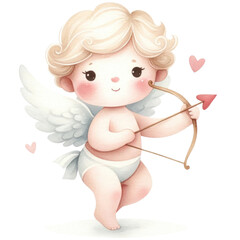 Whimsical Cute Baby Cupid Watercolor Sublimation Clipart.