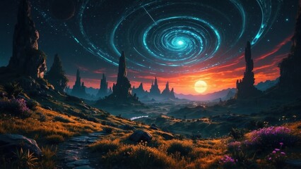 Illustration of abstract landscape depth