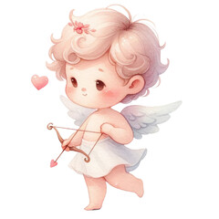 Whimsical Cute Baby Cupid Watercolor Sublimation Clipart.