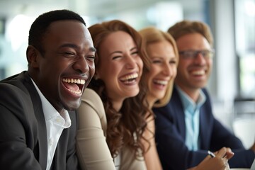 Obraz premium Inclusive Work Culture: Interracial Business Group in a Relaxing Setting