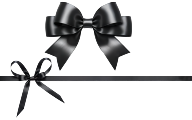 set of black ribbon bows on a transparent background