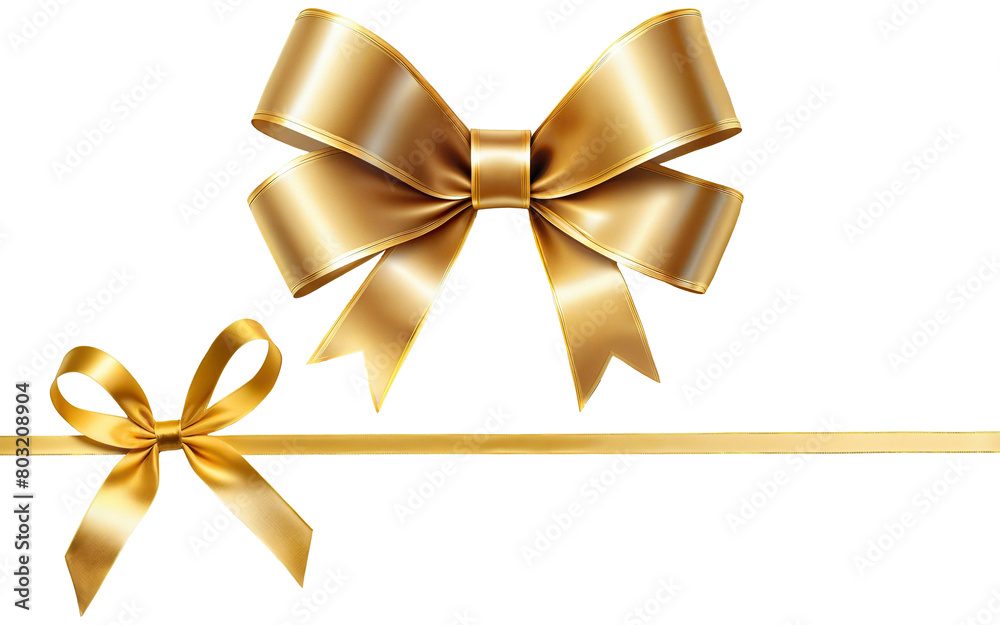 Canvas Prints set of golden ribbon bows on a transparent background