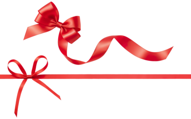 set of red ribbon bows on a transparent background