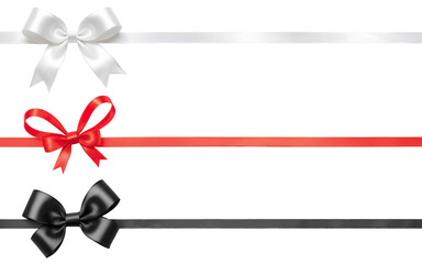 set of ribbon bows on a transparent background