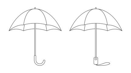 Opened umbrellas. Coloring page for kids. © Irina