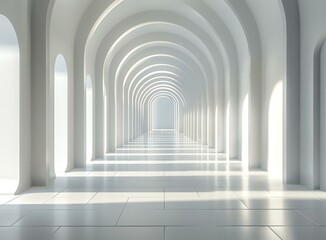 Fototapeta premium Futuristic White Marble Archway Corridor