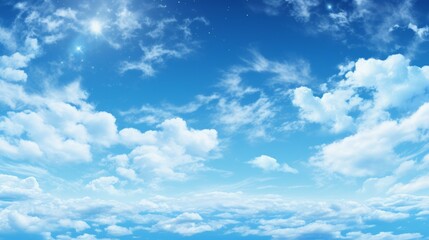 Fototapeta premium Blue sky with clouds and stars