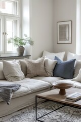 Fototapeta premium A Serene Scandinavian Living Room with Neutral Tones