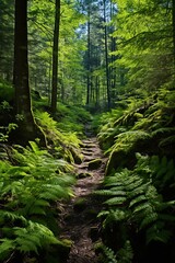 Fototapeta premium The sun shines through the forest