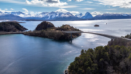 Fototapeta premium Bridge to the island of Storoya and Gronnoya in Nordland county, Norway