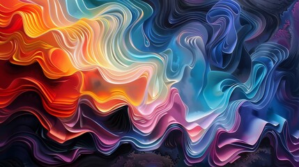 Colorful abstract waves intertwine in an artful dance