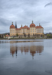 Fototapeta premium Schloss Moritzburg,Dresden Germany.View of the lake and castle Moritzburg ,Dresden Germany ,Saxony.