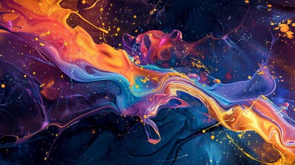 Obraz premium Cosmic dance of vibrant hues and liquid artistry