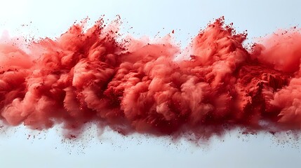 Untamed Red Powder Splaying on Bold White Background